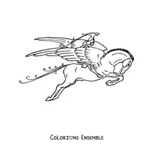 Image à colorier de Bellérophon volant sur Pégase