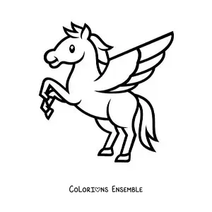 Image à colorier de Pégase, le cheval ailé facile