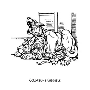 Image à colorier de Cerbère réaliste