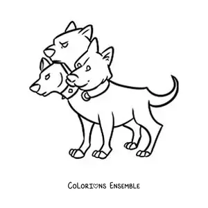 Image à colorier de Cerbère en dessin animé