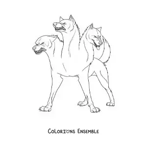 Image à colorier de Cerbère, gardien des Enfers