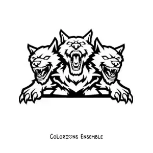 Image à colorier de Cerbère monstrueux