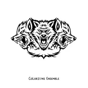 Image à colorier des 3 têtes de Cerbère