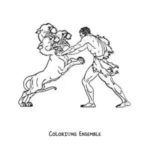 Image à colorier d'Hercule combattant Cerbère