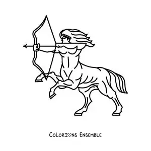 Image à colorier d'un centaure guerrier