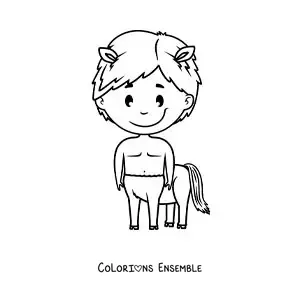 Image à colorier d'un centaure kawaii en version animée