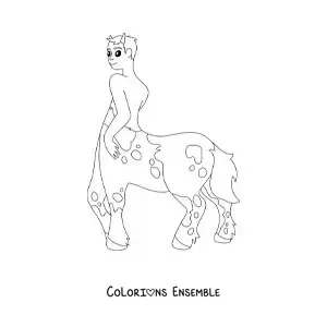 Image à colorier d'un centaure mythologique en version animée