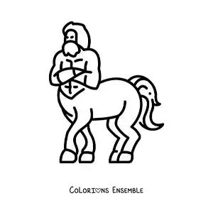 Image à colorier d'un centaure de la mythologie grecque, facile