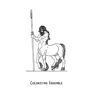 Image à colorier d'un centaure guerrier réaliste