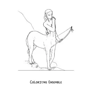 Image à colorier d'un centaure fantastique