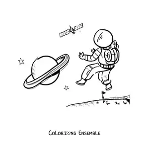 Image à colorier d’un astronaute à la surface de Mars
