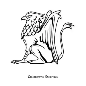 Image à colorier d'un griffon mythologique assis