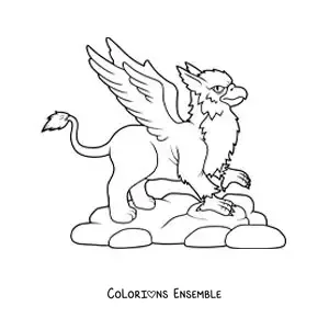Image à colorier d'un griffon ailé en version animée