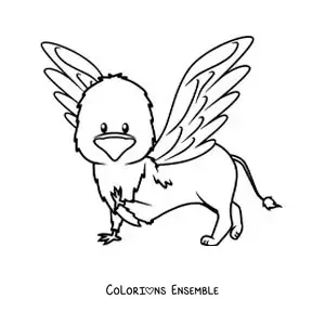 Image à colorier d'un griffon de la mythologie en version animée