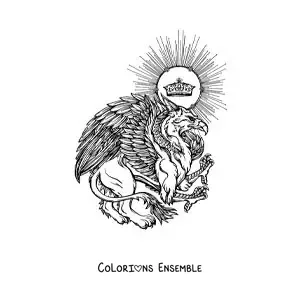 Image à colorier d'un griffon mythologique réaliste avec une couronne