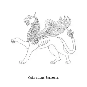 Image à colorier d'un griffon ailé