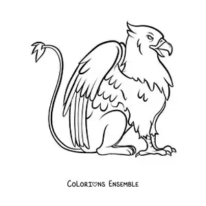 Image à colorier d'un griffon assis