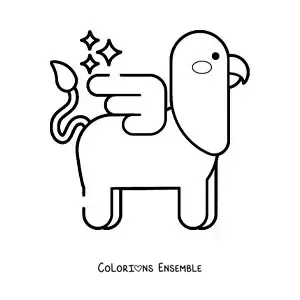 Image à colorier d'un griffon en version animée, facile