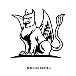 Image à colorier d'un griffon de la mythologie grecque, facile