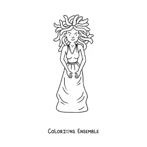 Image à colorier de Méduse de la mythologie grecque