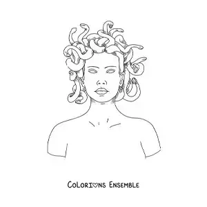 Image à colorier de Méduse, la déesse grecque