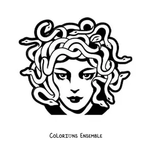Image à colorier de la tête de Méduse