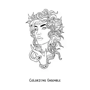 Image à colorier de Méduse, la belle déesse grecque