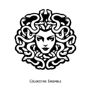Image à colorier de la tête d'une Gorgone