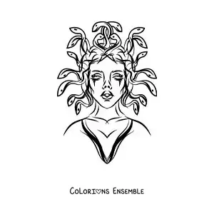 Image à colorier d'une Gorgone terrifiante