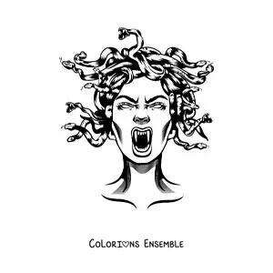 Image à colorier de la tête effrayante de Méduse
