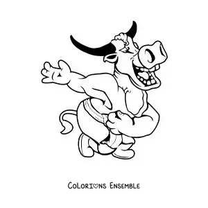 Image à colorier d'un Minotaure en dessin animé