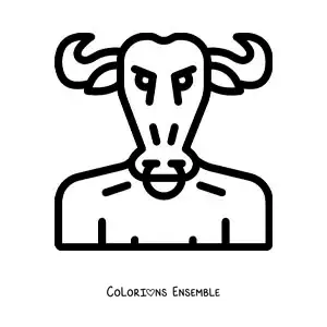 Image à colorier de la tête du Minotaure