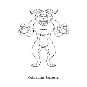 Image à colorier d'un Minotaure monstrueux