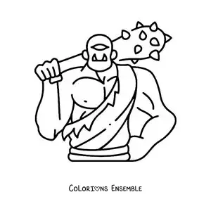 Image à colorier d'un cyclope en version animée, facile