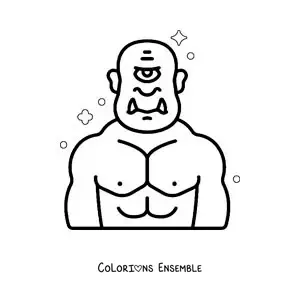 Image à colorier d'un cyclope en version animée, en colère