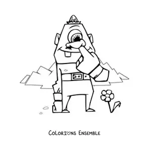 Image à colorier d'un cyclope rigolo en version animée