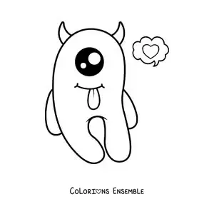 Image à colorier d'un monstre à un seul œil, kawaii et mignon