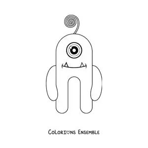 Image à colorier d'un monstre à un seul œil, en version animée