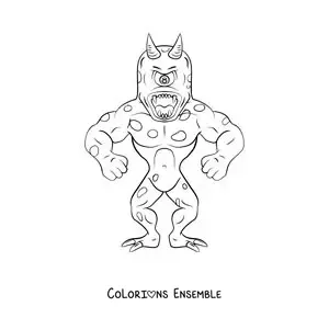 Image à colorier d'un cyclope monstrueux en version animée