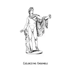 Image à colorier d’une statue réaliste du dieu Apollon