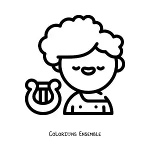 Image à colorier de la musique divine d’Apollon