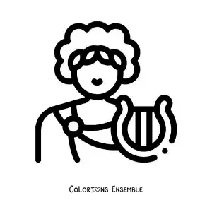Image à colorier du dieu Apollon en version dessin animé