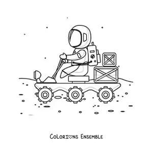 Image à colorier d’un astronaute sur le rover de Mars