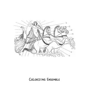 Image à colorier du char doré du dieu Apollon