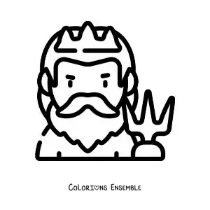 Image à colorier de Poséidon, facile à colorier