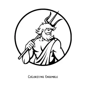 Image à colorier de Poséidon avec son trident