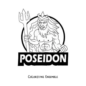Image à colorier du dieu grec Poséidon