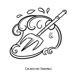 Image à colorier du trident de Poséidon