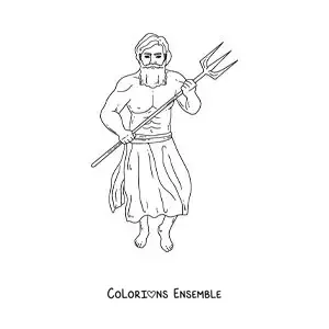 Image à colorier du dieu Neptune