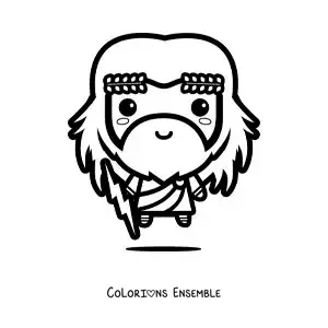 Image à colorier de Zeus kawaii avec son éclair
